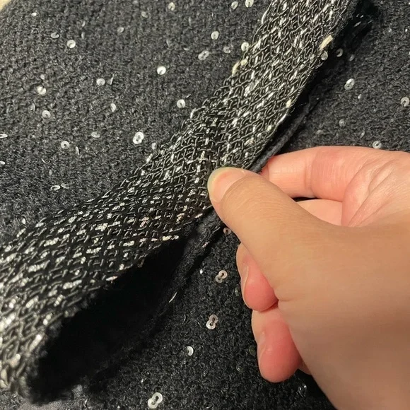 Lela Rose pencil skirt black sequin wool silk blend lined size 8 career event - Picture 5 of 5